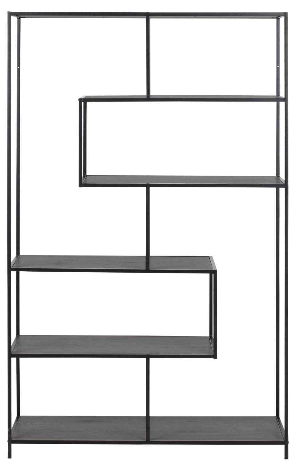 Seaford Large Bookcase Shelving Storage Unit In Black 114x35x185 cm
