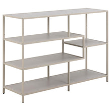 Load image into Gallery viewer, Seaford Stylish Bookcase Shelf Unit In Grey With Wood Shelves And Metal Frame 114x35x78 cm
