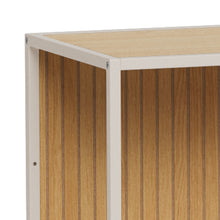 Load image into Gallery viewer, Seaford Stylish 2 Panel Bookcase Shelf Unit In Grey With Brown Wood Shelves And Metal Frame 114x35x78 cm
