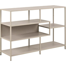 Load image into Gallery viewer, Seaford Stylish Panel Bookcase Shelf Unit In Grey With Wood Shelves And Metal Frame 114x35x78 cm
