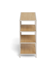 Load image into Gallery viewer, Seaford Stylish Panel Bookcase Shelf Unit In Grey With Brown Wood Shelves And Metal Frame 114x35x78 cm
