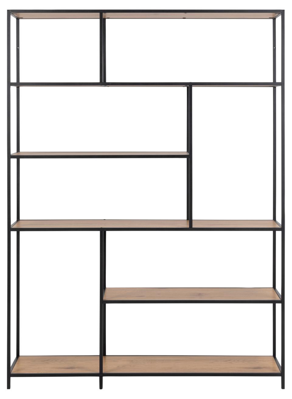 Seaford Large Bookcase Shelving Unit With 5 Shelves In Oak 135x35x185 cm