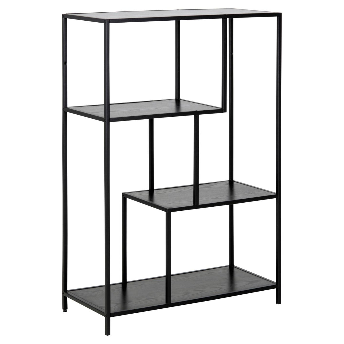 Seaford Bookcase Shelving Storage Unit With 3 Shelves In Black 77x35x114 cm