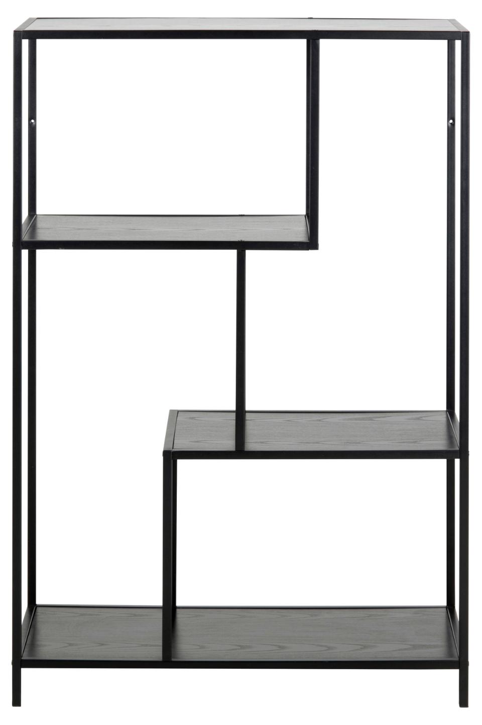 Seaford Bookcase Shelving Storage Unit With 3 Shelves In Black 77x35x114 cm
