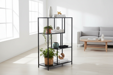 Load image into Gallery viewer, Seaford Bookcase Shelving Storage Unit With 3 Shelves In Black 77x35x114 cm
