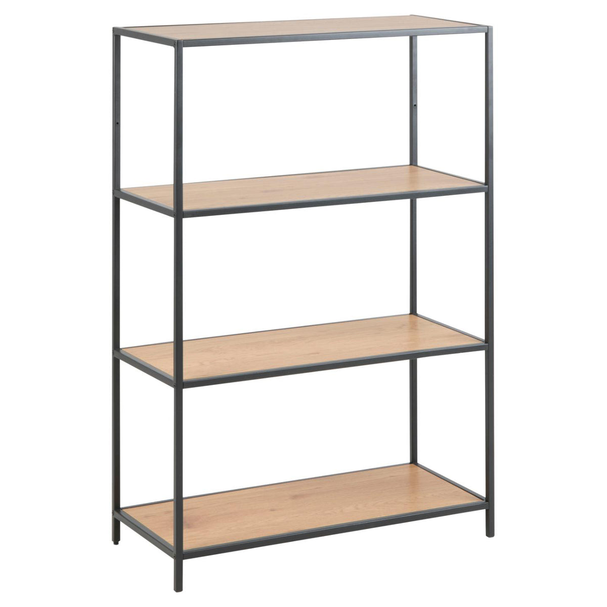 Seaford Bookcase Free Standing Storage Shelf Unit With Oak Shelves 77x35x114 cm