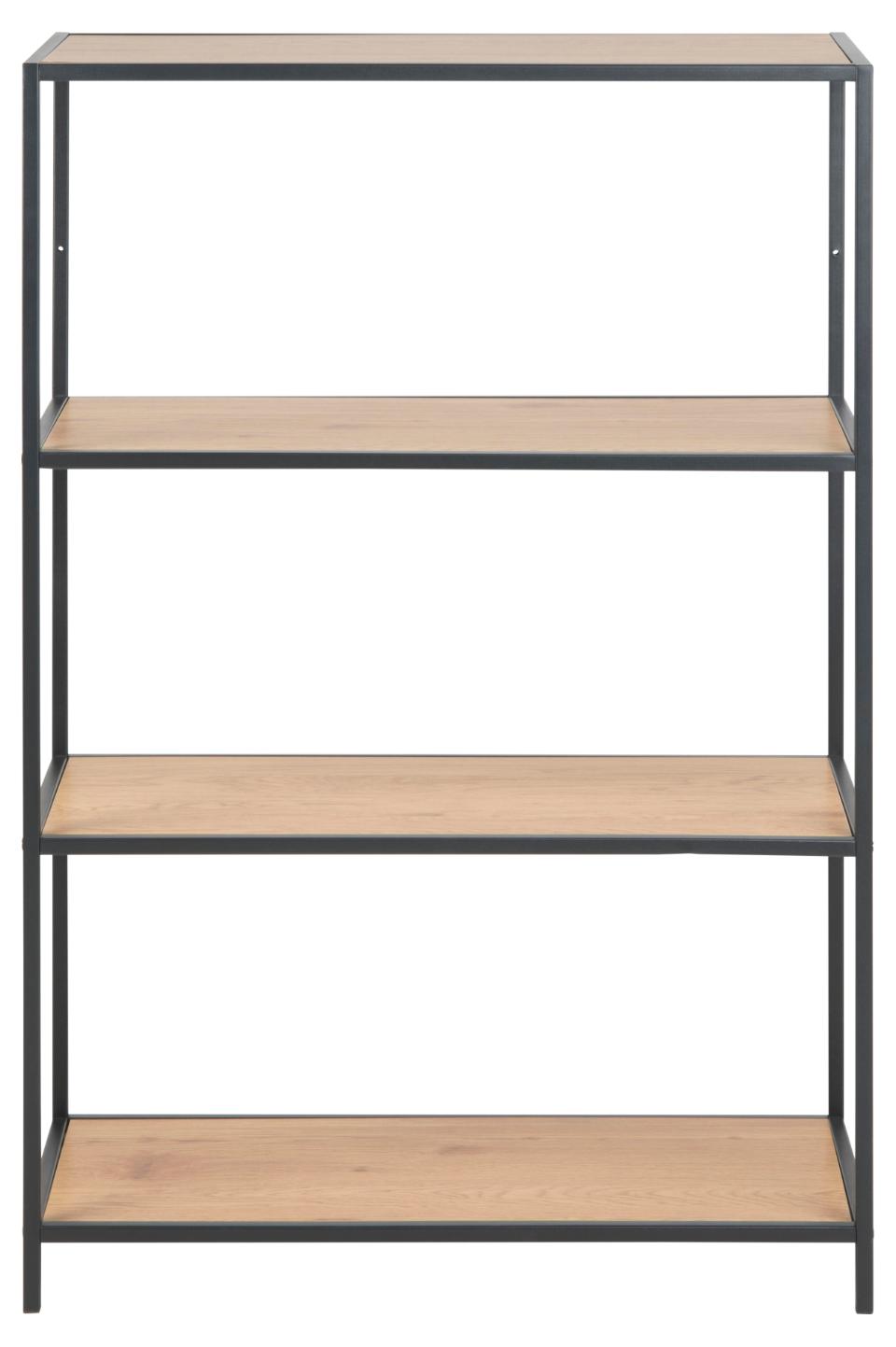 Seaford Bookcase Free Standing Storage Shelf Unit With Oak Shelves 77x35x114 cm