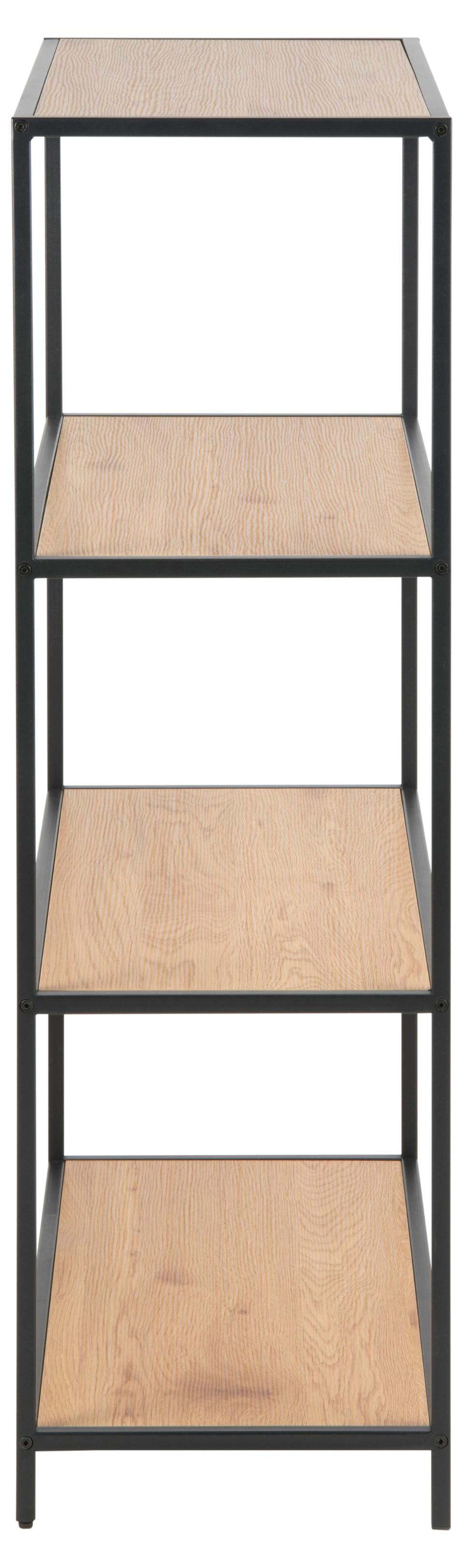 Seaford Bookcase Free Standing Storage Shelf Unit With Oak Shelves 77x35x114 cm