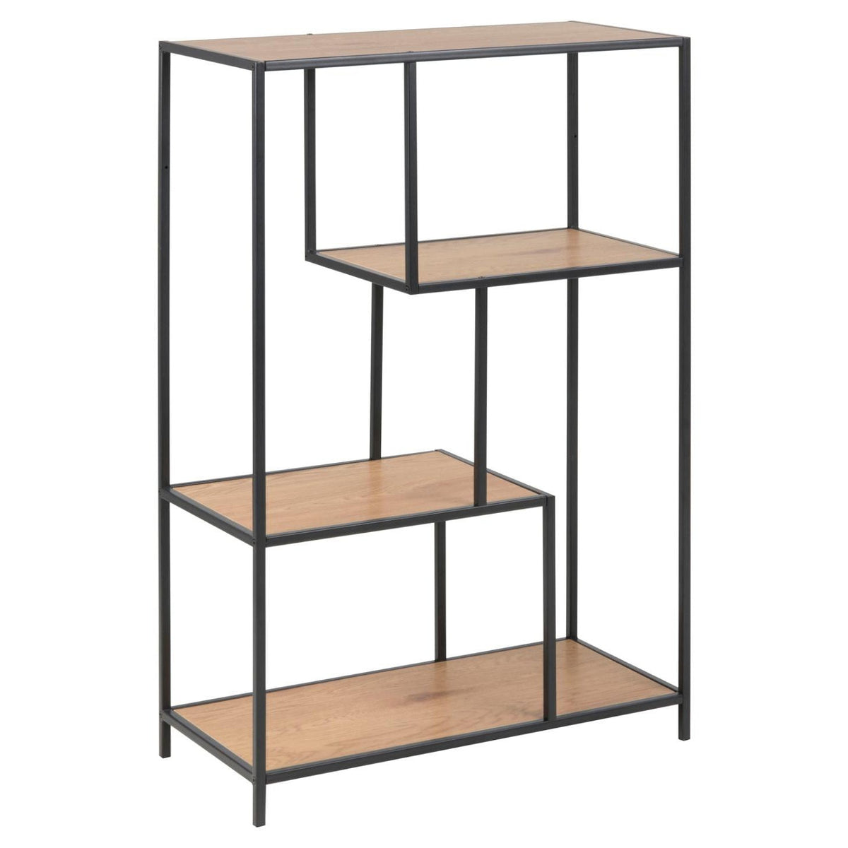 Seaford Bookcase Shelving Storage Unit With 3 Shelves In Oak 77x35x114 cm