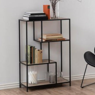 Seaford Bookcase Shelving Storage Unit With 3 Shelves In Oak 77x35x114 cm
