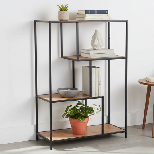 Seaford Bookcase Shelving Storage Unit With 3 Shelves In Oak 77x35x114 cm