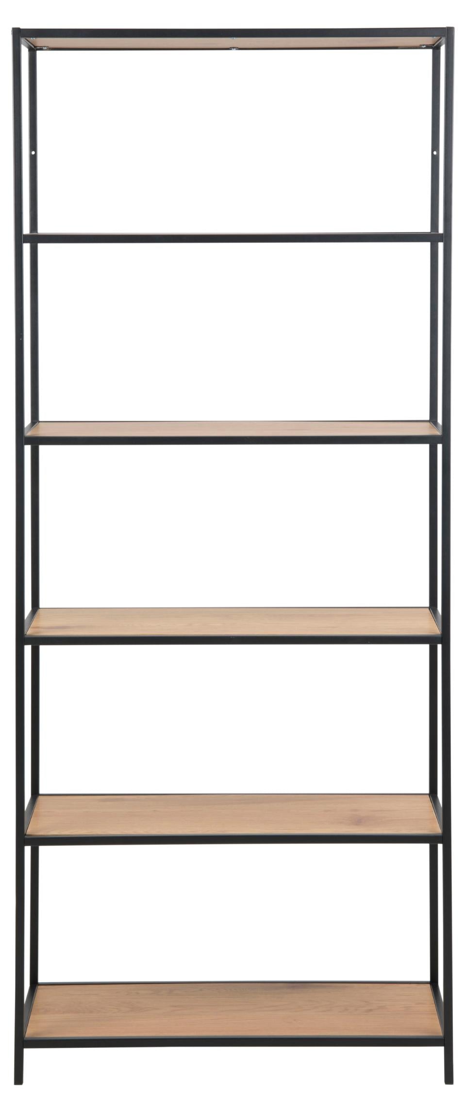 Seaford Tall Bookcase Shelving Storage Unit In Oak 77x35x185 cm