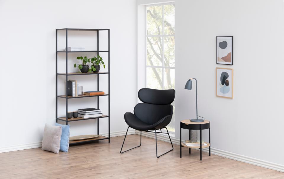 Seaford Tall Bookcase Shelving Storage Unit In Oak 77x35x185 cm