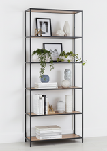 Load image into Gallery viewer, Seaford Tall Bookcase Shelving Storage Unit In Oak 77x35x185 cm

