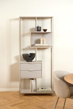 Load image into Gallery viewer, Seaford Bookcase Tall Shelving 2 Drawer Unit With 4 Shelves In Grey 185x77x35cm
