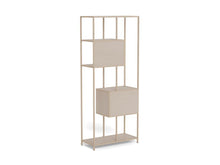 Load image into Gallery viewer, Seaford Bookcase Tall Shelving 2 Drawer Unit With 4 Shelves In Grey 185x77x35cm

