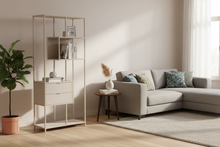 Load image into Gallery viewer, Seaford Bookcase Tall Shelving 2 Drawer Unit With 4 Shelves In Grey 185x77x35cm
