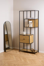 Load image into Gallery viewer, Seaford Bookcase Tall Shelving 2 Drawer Unit With 4 Shelves Brown Oak 185x77x35xcm
