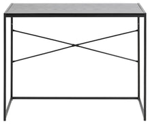 Load image into Gallery viewer, Seaford Cross Rectangular Office Desk In Black With Solid Metal Base 100x45cm
