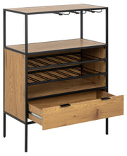 Load image into Gallery viewer, Seaford Oak Drinks Cabinet With Bottle Rack And Glass Holder 77x40x105cm
