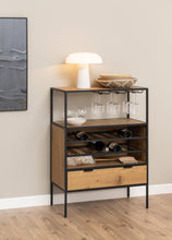 Load image into Gallery viewer, Seaford Oak Drinks Cabinet With Bottle Rack And Glass Holder 77x40x105cm

