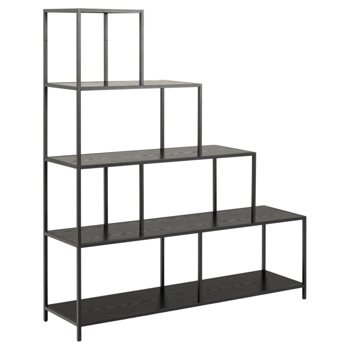 Seaford Steps Bookcase Shelving Storage Unit In Black 135x35x150 cm