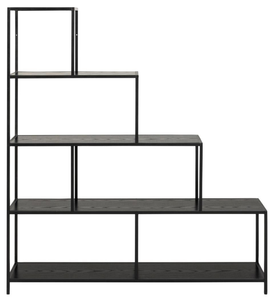 Seaford Steps Bookcase Shelving Storage Unit In Black 135x35x150 cm