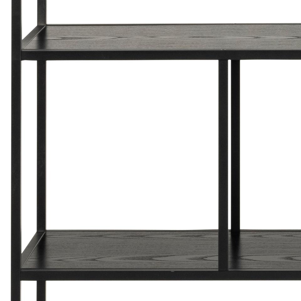 Seaford Steps Bookcase Shelving Storage Unit In Black 135x35x150 cm
