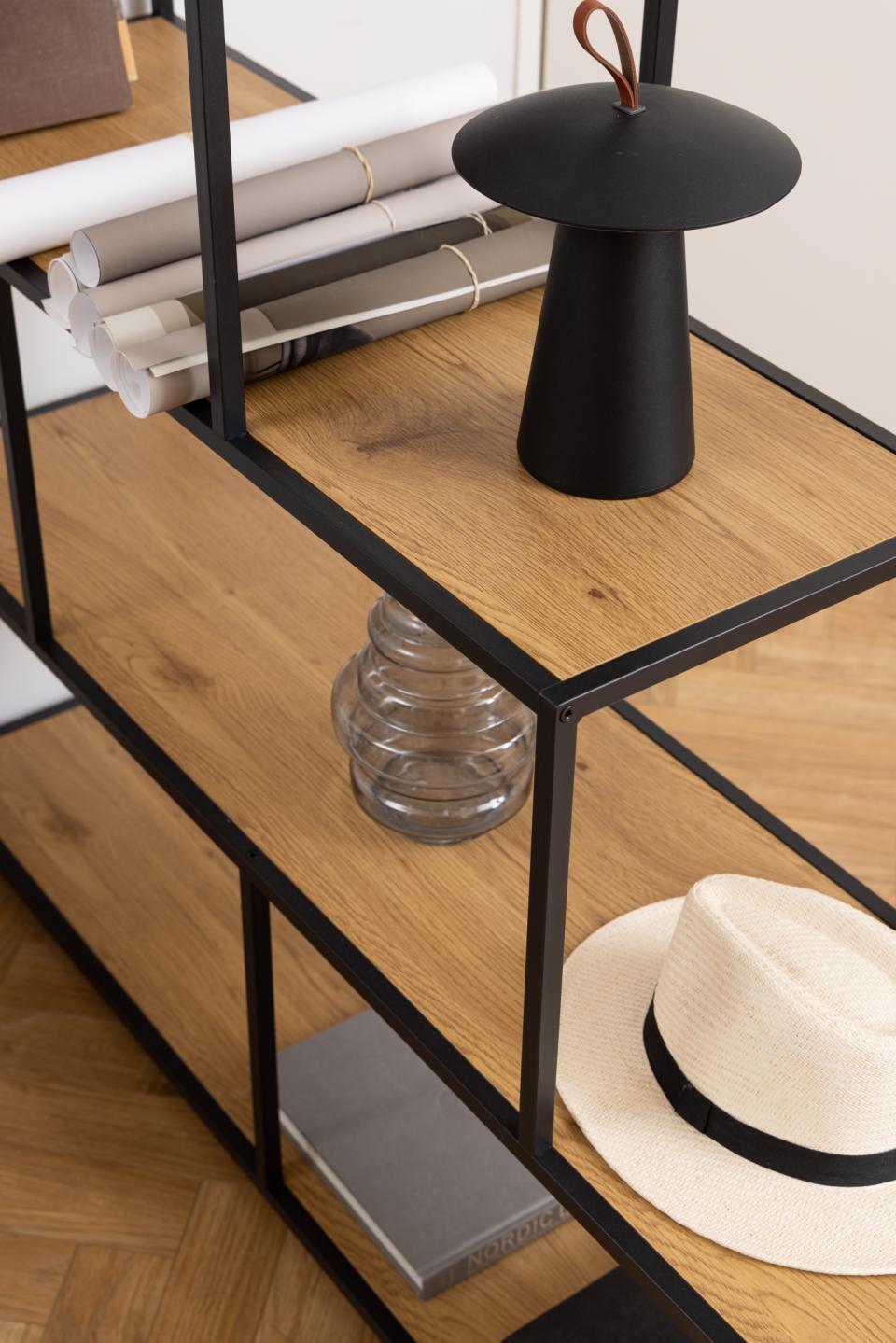 Seaford Steps Bookcase Shelving Storage Unit In Oak 135x35x150 cm