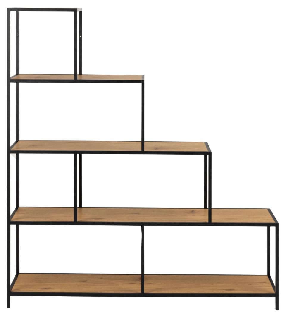 Seaford Steps Bookcase Shelving Storage Unit In Oak 135x35x150 cm