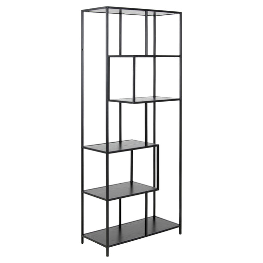 Seaford Tall Bookcase Shelving Unit With 5 Shelves In Black 77x35x185 cm