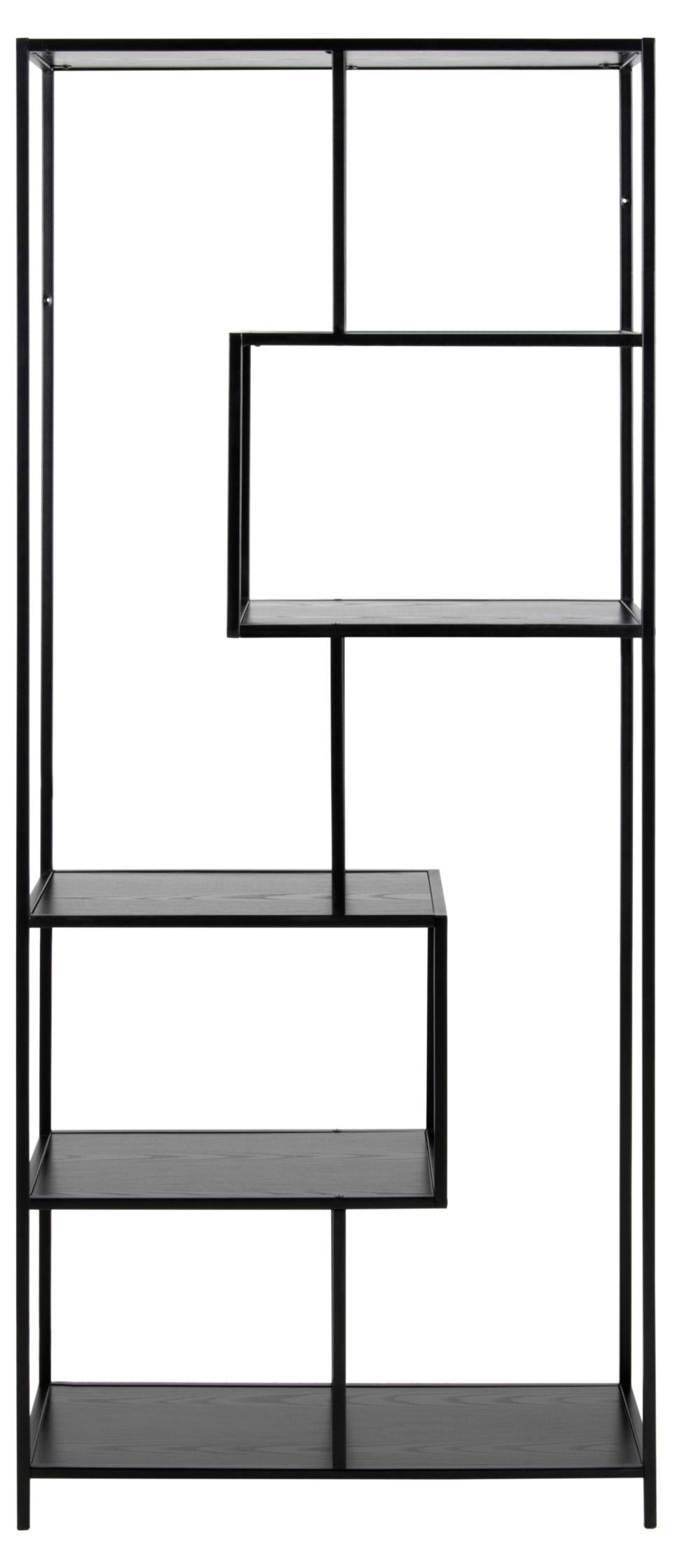 Seaford Tall Bookcase Shelving Unit With 5 Shelves In Black 77x35x185 cm
