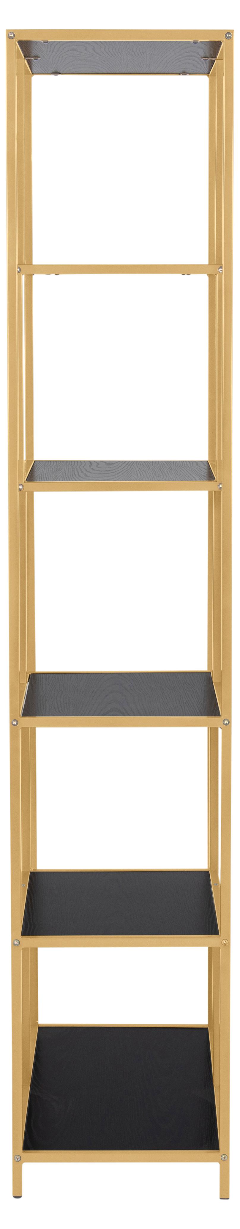 Seaford Tall Bookcase Shelving Unit With 5 Shelves In Black And Gold 77x35x185 cm