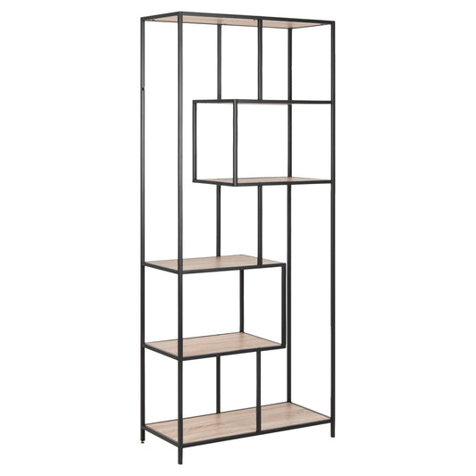 Seaford Tall Bookcase Shelving Unit With 5 Shelves In Sonoma Oak 77x35x185 cm
