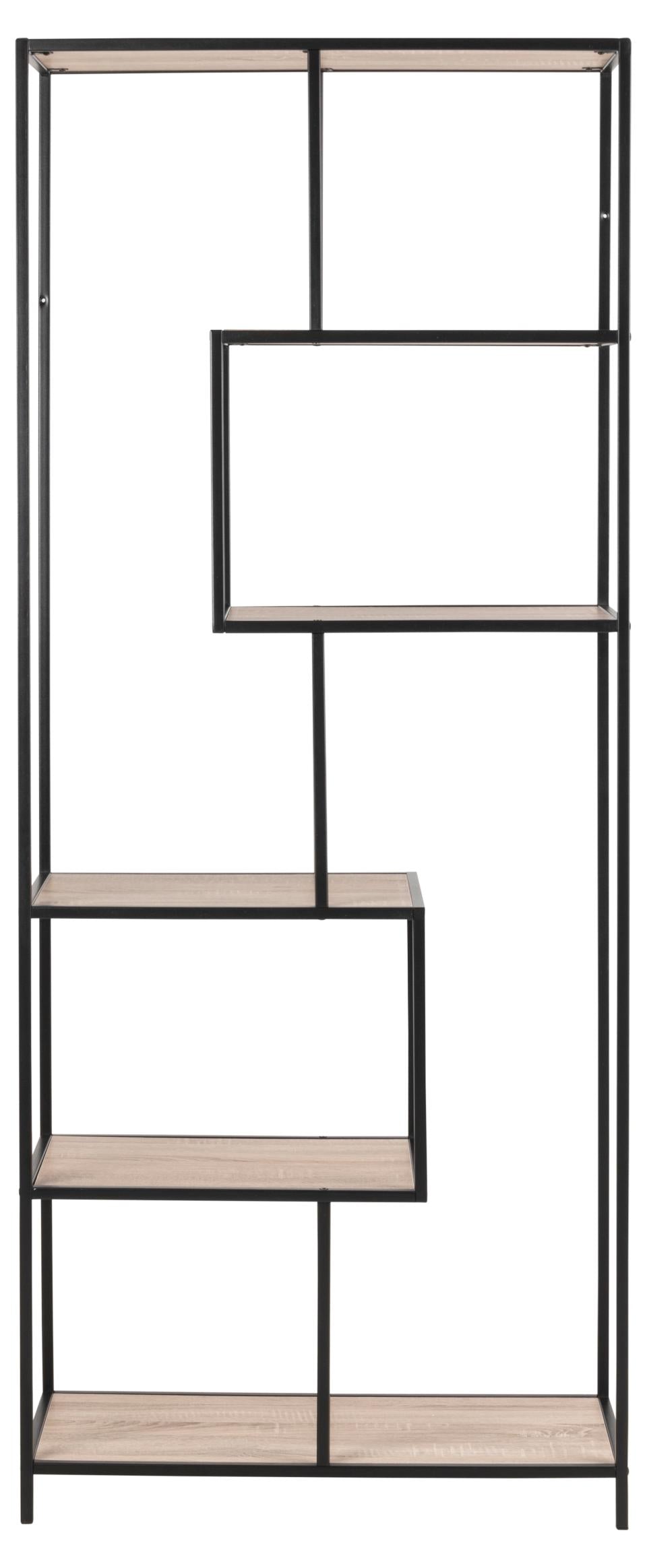 Seaford Tall Bookcase Shelving Unit With 5 Shelves In Sonoma Oak 77x35x185 cm
