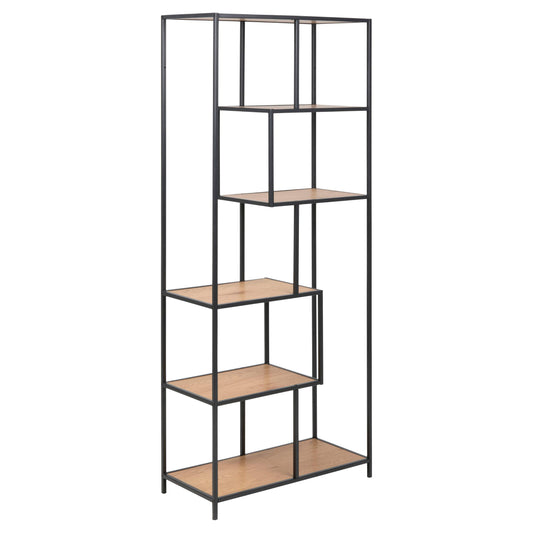 Seaford Tall Bookcase Shelving Unit With 5 Shelves In Wild Oak 77x35x185 cm