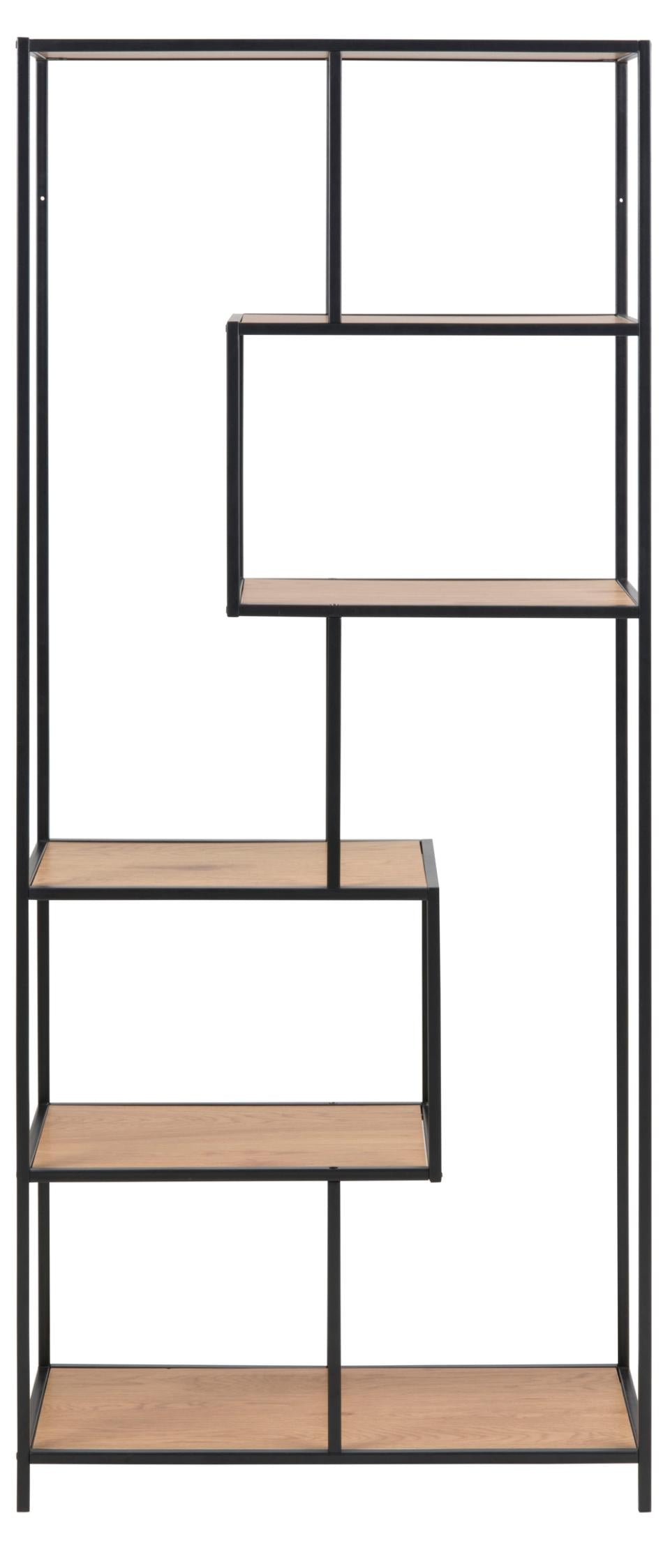 Seaford Tall Bookcase Shelving Unit With 5 Shelves In Wild Oak 77x35x185 cm