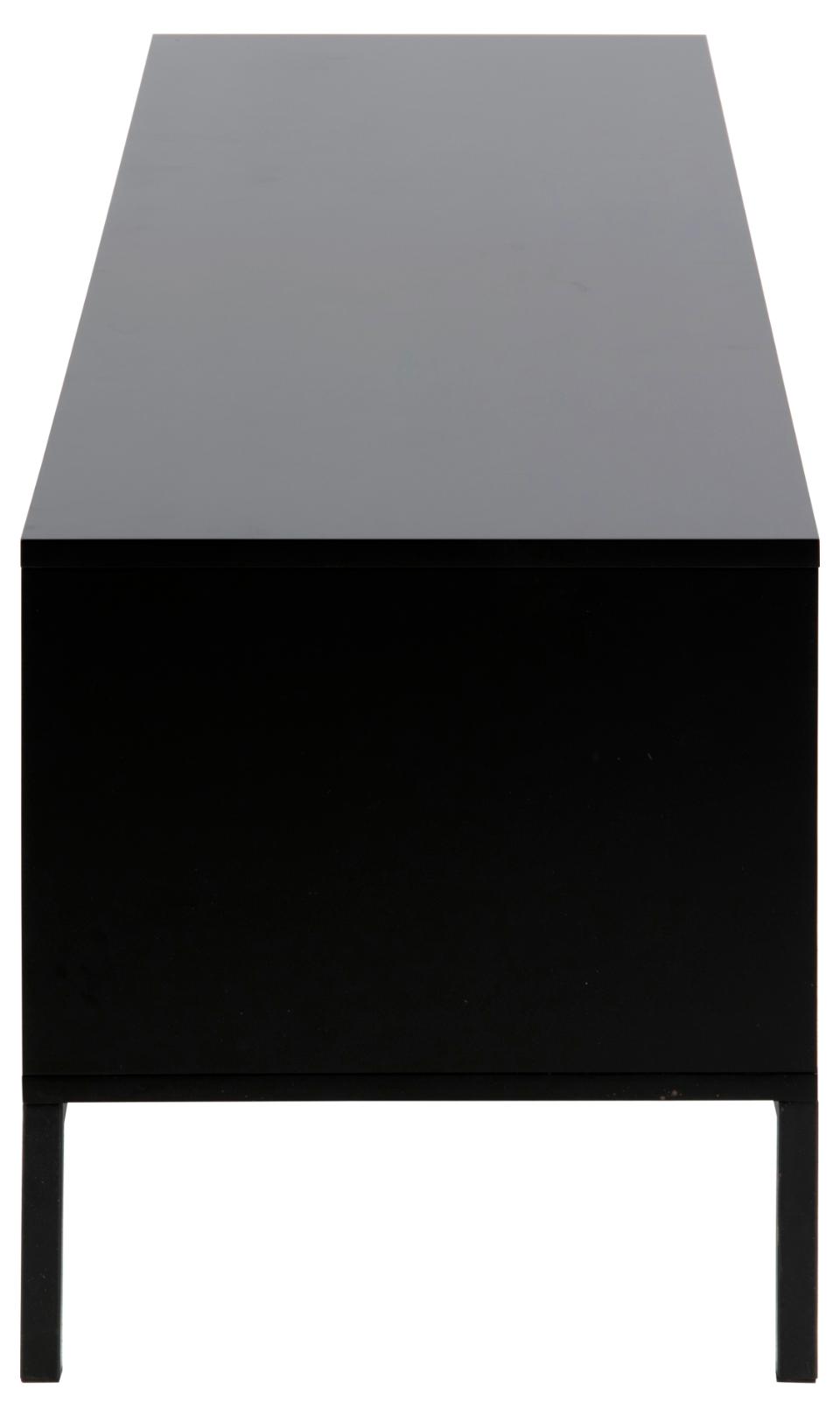 Seaford Long TV Media Unit In Black Oak With Push Doors And Drawer 140x40x45cm