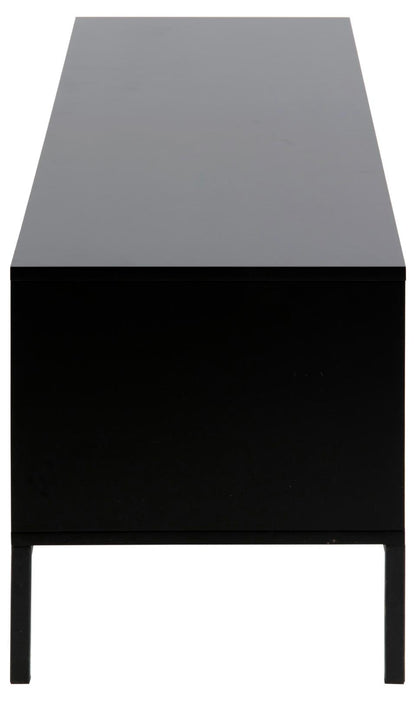 Seaford Long TV Media Unit In Black Oak With Push Doors And Drawer 140x40x45cm