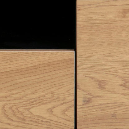 Seaford Long TV Media Unit In Black Oak With Push Doors And Drawer 140x40x45cm