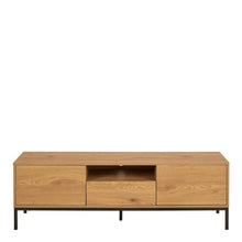 Load image into Gallery viewer, Seaford Long TV Media Unit In Oak With Push Doors And Drawer 140x40x45cm
