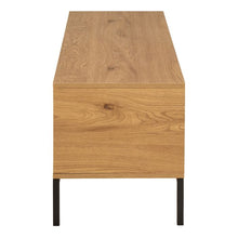 Load image into Gallery viewer, Seaford Long TV Media Unit In Oak With Push Doors And Drawer 140x40x45cm
