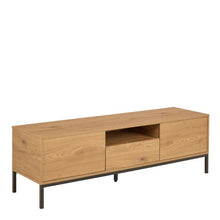 Load image into Gallery viewer, Seaford Long TV Media Unit In Oak With Push Doors And Drawer 140x40x45cm
