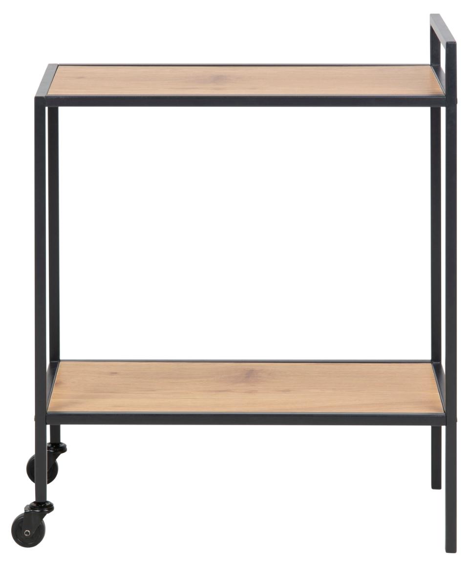 Seaford Serving Trolley Home Storage Unit In Oak With 1 Shelf And Castors 60x30x75cm
