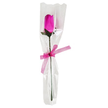 Load image into Gallery viewer, Single Wooden Rose Bud in Cellophane and Ribbon - Choose from 20 Colours
