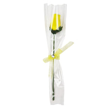 Load image into Gallery viewer, Single Wooden Rose Bud in Cellophane and Ribbon - Choose from 20 Colours
