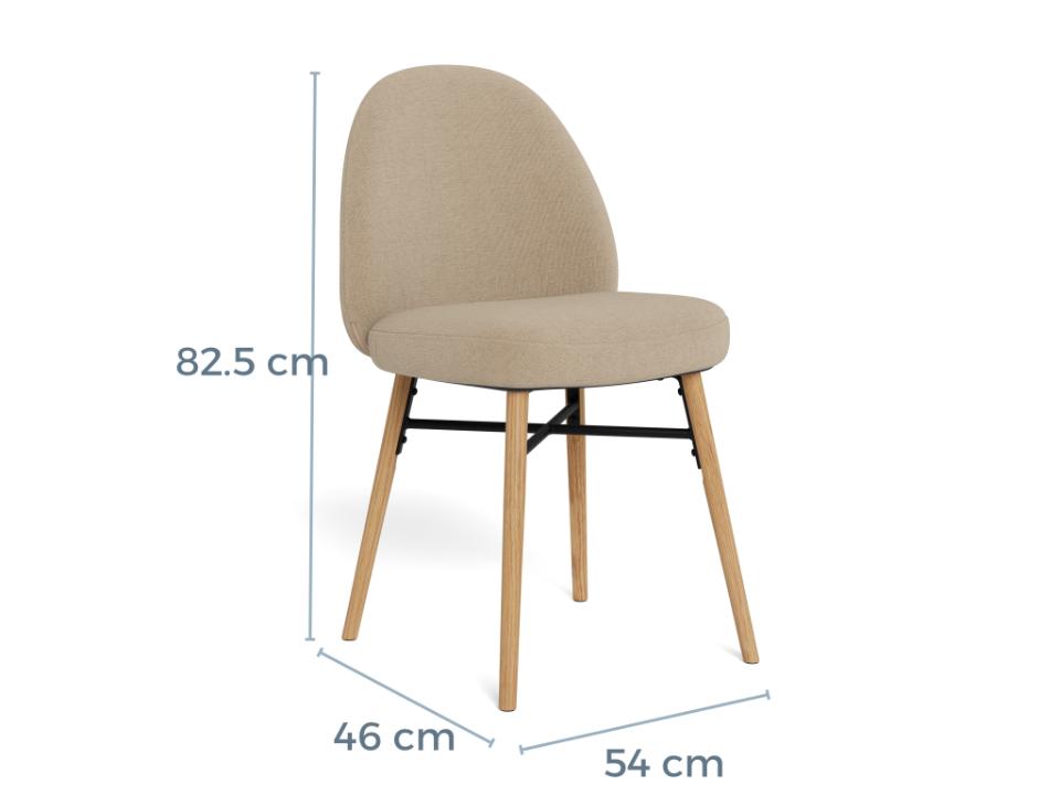 Sophia Fabric Upholstered Dining Chair With Oak Legs Set Of 2 Chairs