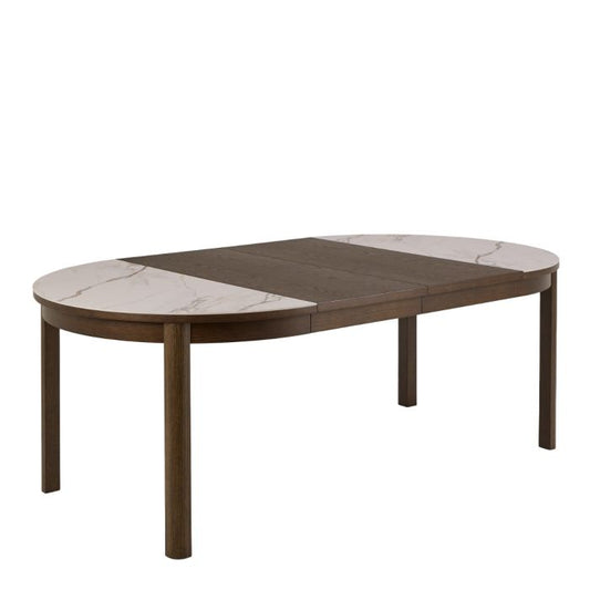 Southampton Extendable Dining Table In White Ceramic Dark Oak 120/220