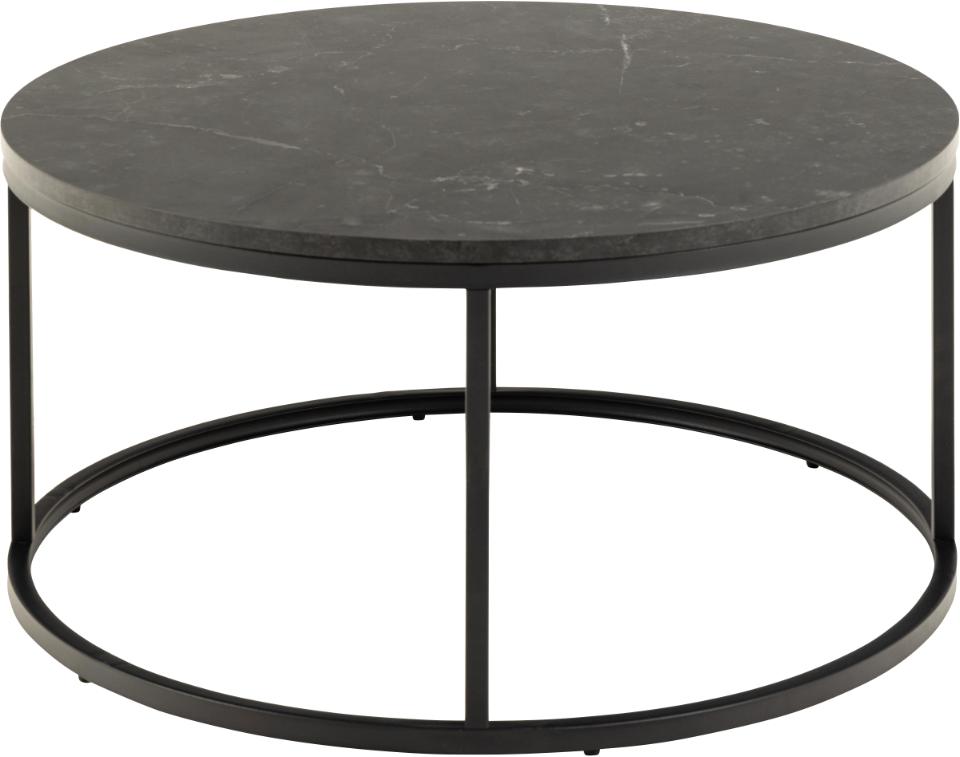Spiro Round Coffee Table In Black With Metal Base Spacious 80cm
