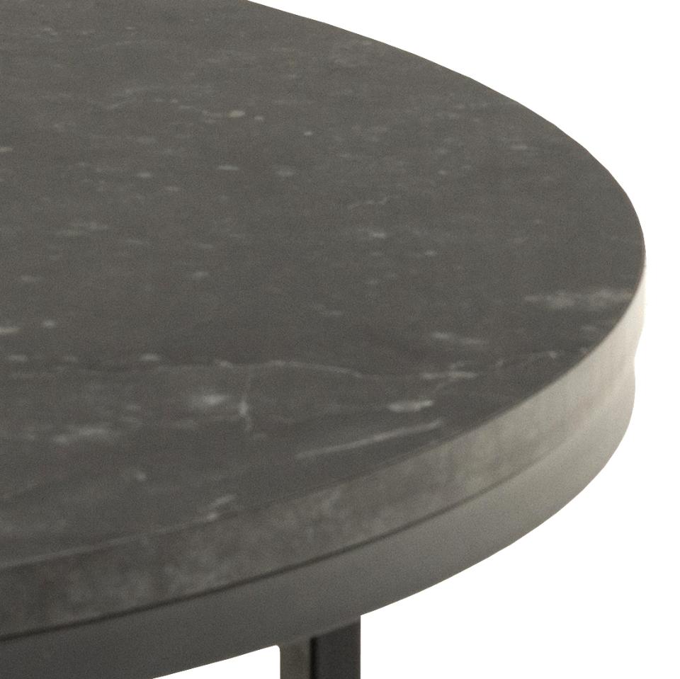 Spiro Round Coffee Table In Black With Metal Base Spacious 80cm